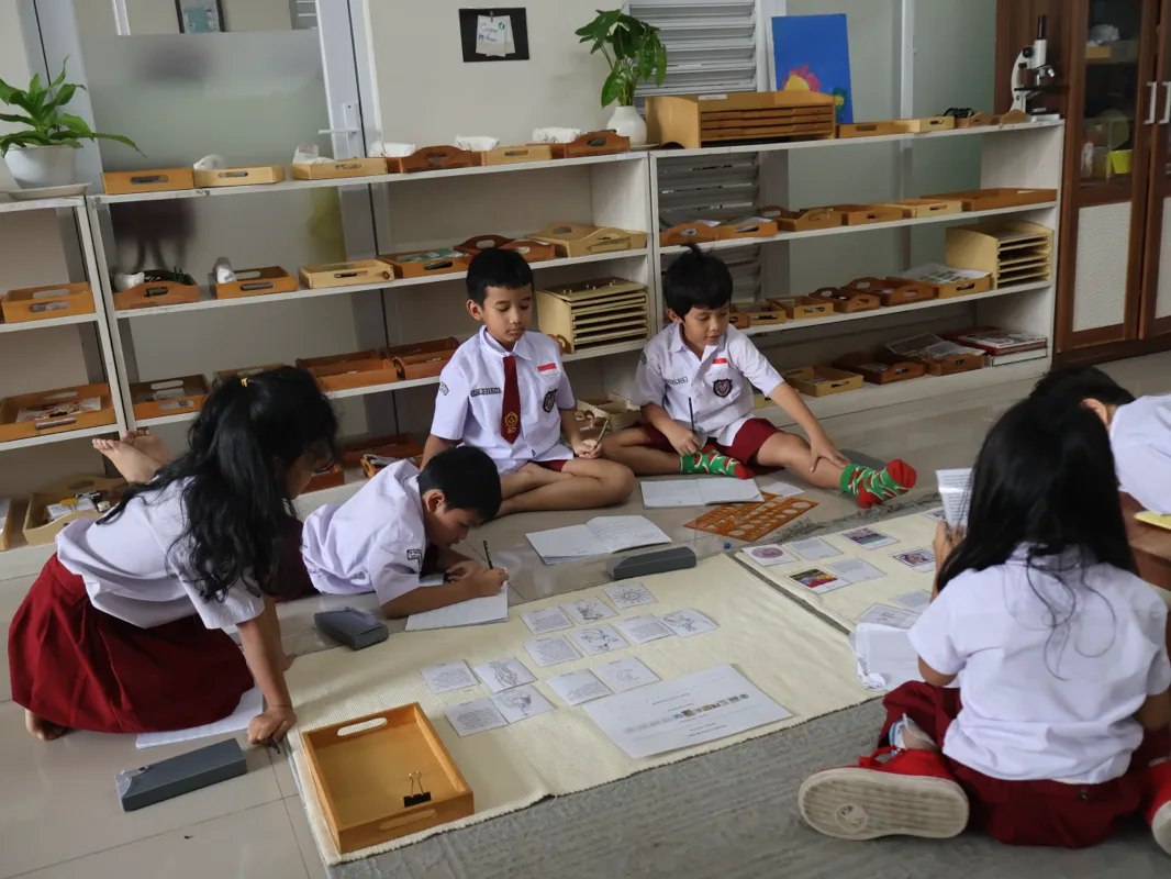 Pascal Montessori Elementary students engaged in investigation and hands-on learning
