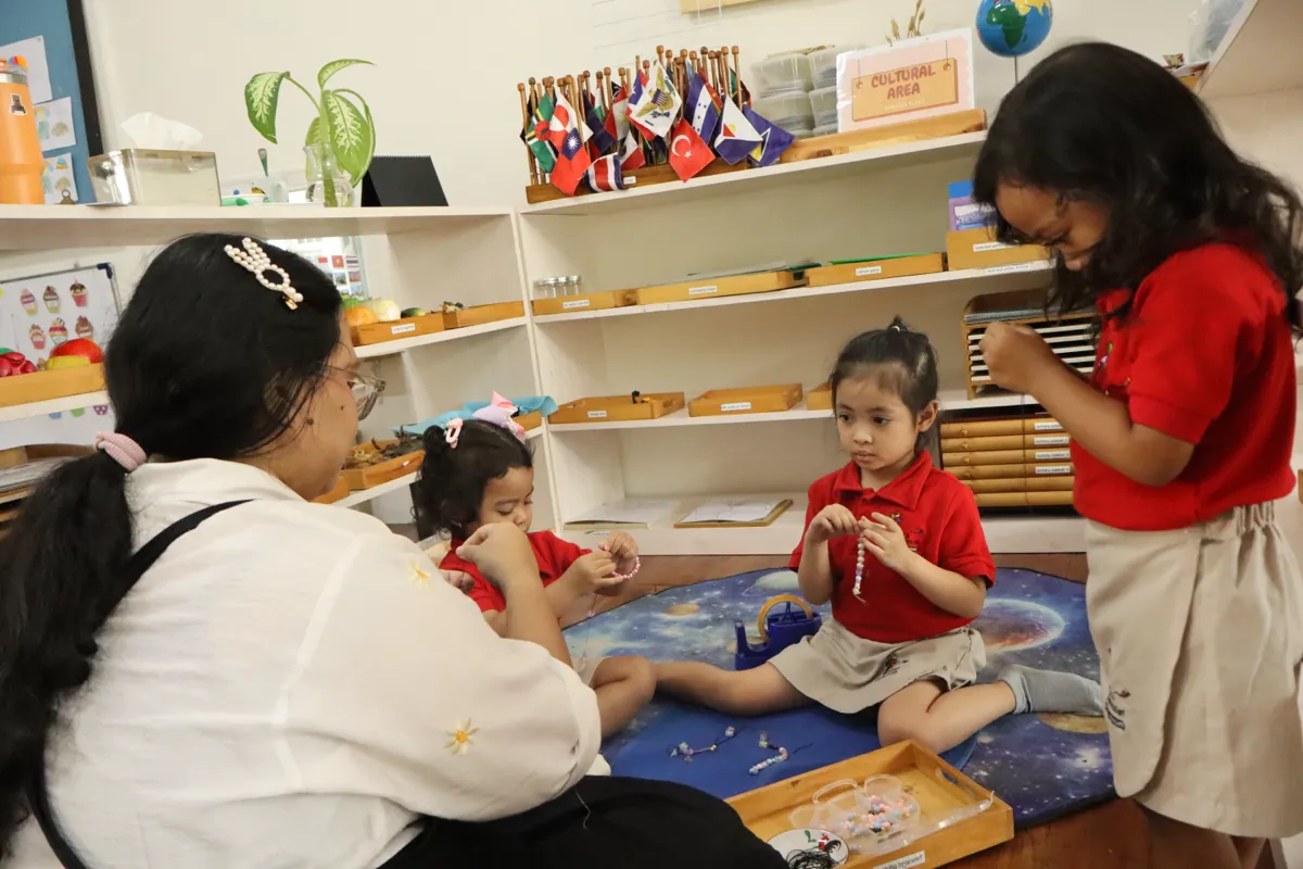 A learning moment in the Pascal Montessori Preschool and Kindergarten program
